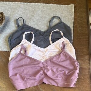 Tahari 3-Pack Seamless Bralettes in Mauve, Cream & Gray